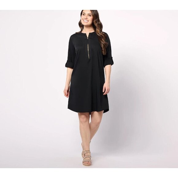Belle by Kim Gravel Pet Signature Zip Up Utility Dress black Petite M - Picture 1 of 1